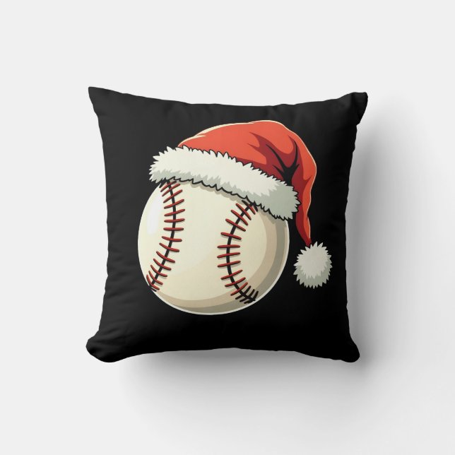 Almofada Natal Baseball Santa Hat Engraçado Esporte Natal (Frente)