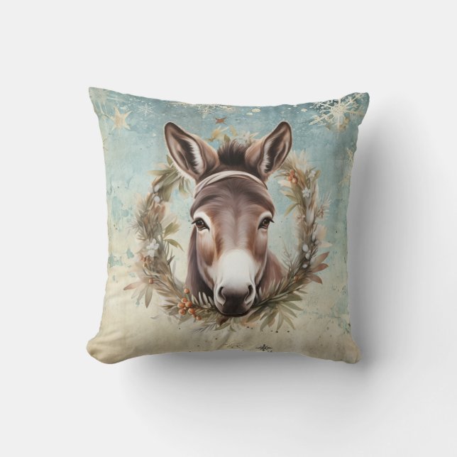 Almofada Natal Burro Country Antigo (Frente)