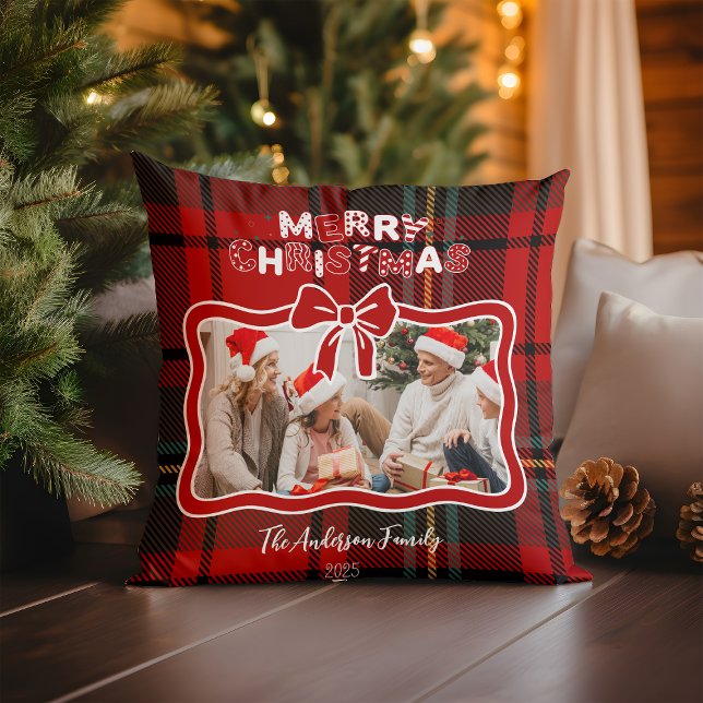 Almofada Natal Caprichoso Xadrez Vermelho Retro (Criador carregado)