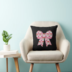 Almofada Natal Coquete Laço Rosa Papai Noel Vintage Retro