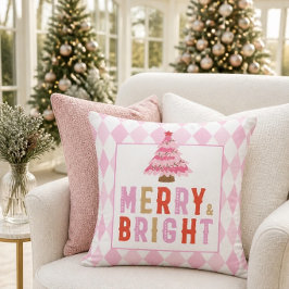 Almofada Natal Cor-de-rosa Diamante Padrão Alegre e Brilhan