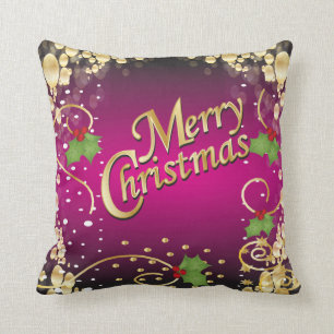 Almofada Natal cor-de-rosa e Dourado de Fuschia elegante