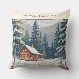 Almofada Natal da família rustic Winter Snow Country Cabine