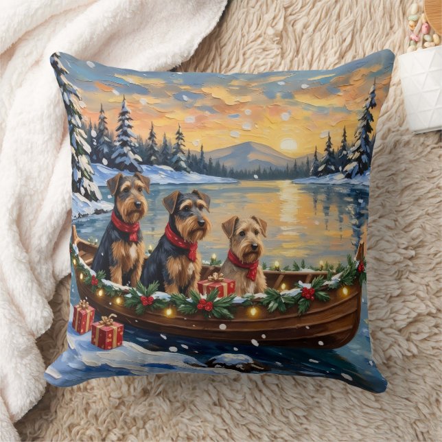 Almofada Natal de barco de Natal do Airedale Terrier (Cobertor)