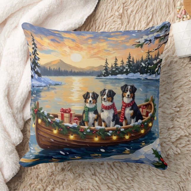 Almofada Natal de barco do Australian Shepherd (Cobertor)