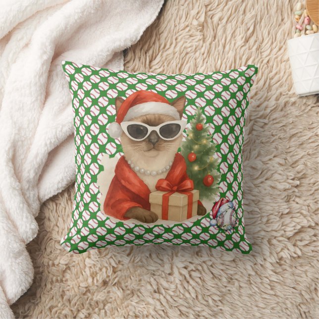 Almofada Natal de baseball temático para os amantes de gato (Cobertor)