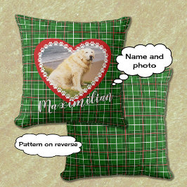 Almofada Natal de estimação sua foto vermelho verde