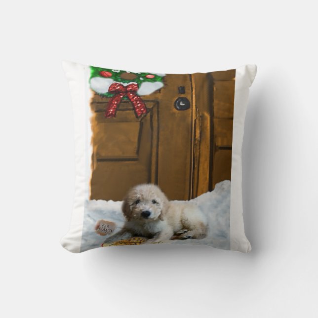 Almofada Natal de Goldendoodle (Frente)