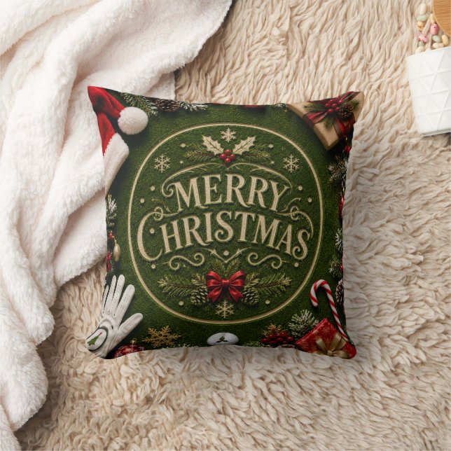 Almofada Natal de golfe temático em grama verde (Cobertor)