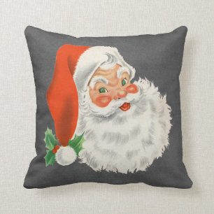 Almofada Natal de Papai Noel do vintage do impressão do