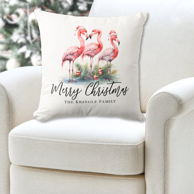 Almofada Natal de praia tropical personalizado (Personalized Tropical Beach Christmas Throw Pillow)