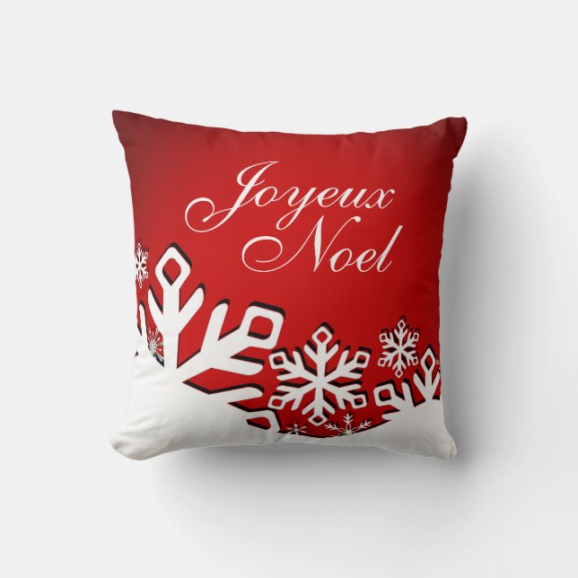 Almofada Natal de Snowflake City Joyeux Noel| vermelho (Frente)