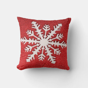 Almofada Natal decorativo Feriado de Neve com Brilho Vermel