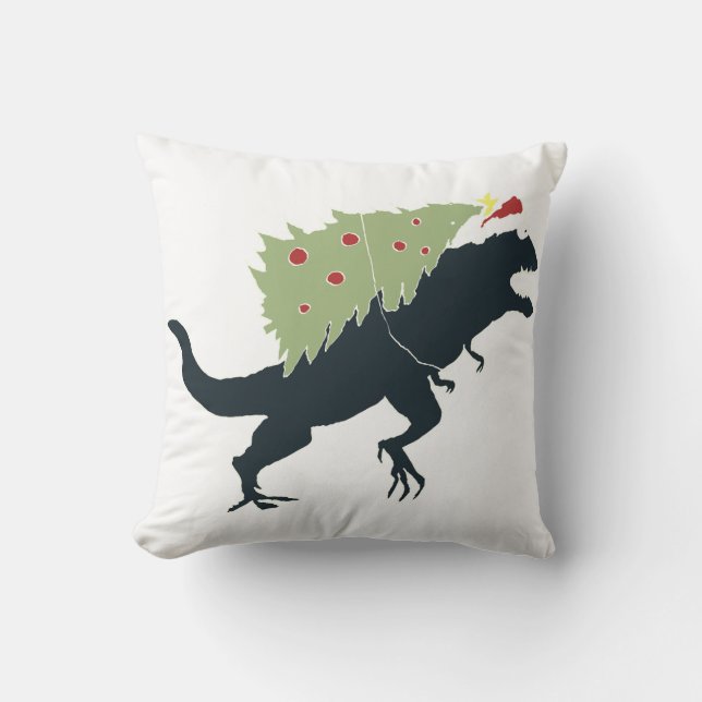 Almofada Natal Dinossauro Divertido e Festivo (Frente)