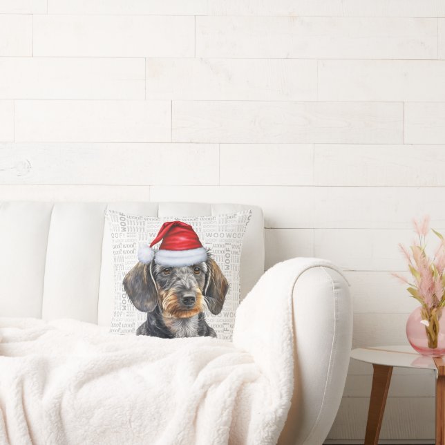 Almofada Natal do Dachshund de Cabelo Raspado Amante de Cac (Sofá)