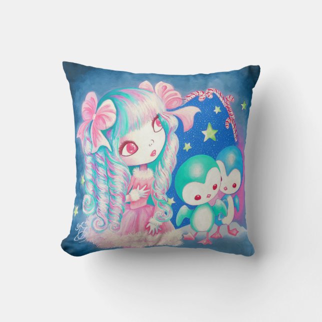 Almofada Natal doce do pinguim (Frente)