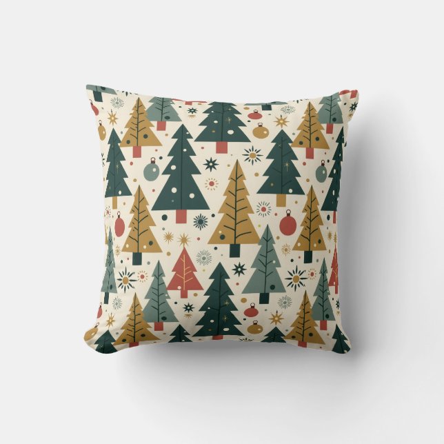 Almofada Natal em Estilo Moderno de Meados do Século (Frente)