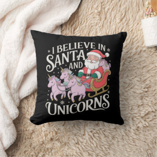 Almofada Natal Eu Acredito Em Papais noeis E Unicórnios Xma
