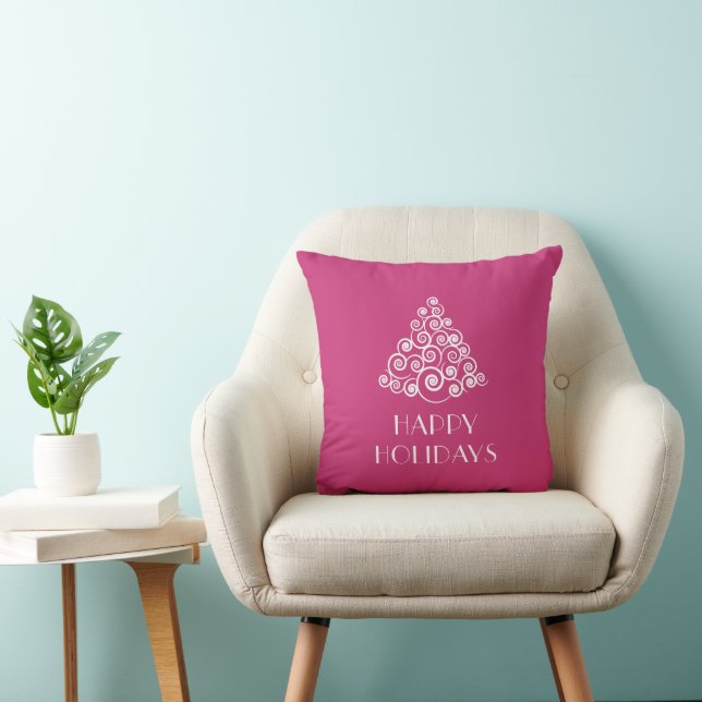 Almofada Natal Feliz Moderno Rosa de Natal (Cadeira)