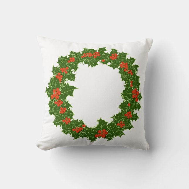 Almofada Natal Holly Wreath (Frente)