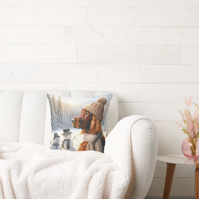 Almofada Natal Irish Setter e Snowmen (Sofá)