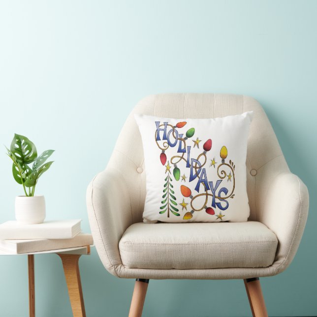Almofada Natal, Luzes e Estrelas bonitos com texto de feria (Cadeira)