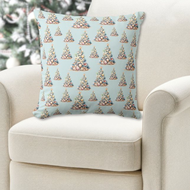 Almofada Natal na Praia (Beach Christmas Pattern Throw Pillow)