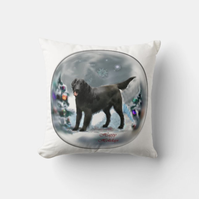 Almofada Natal para o Retriever Revestido Plano (Frente)