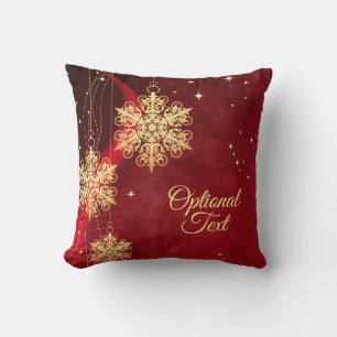 Almofada Natal Personalizado do Floco de Neve Vermelho e Do