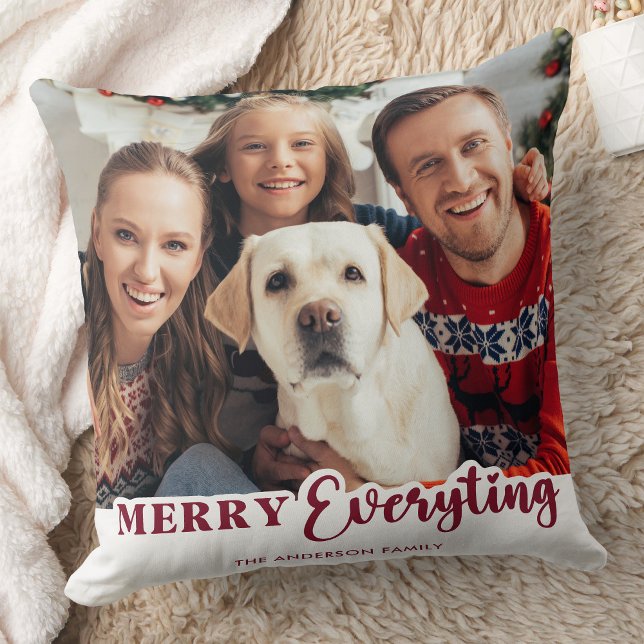 Almofada Natal Personalizado Foto Feliz Tudo (Criador carregado)