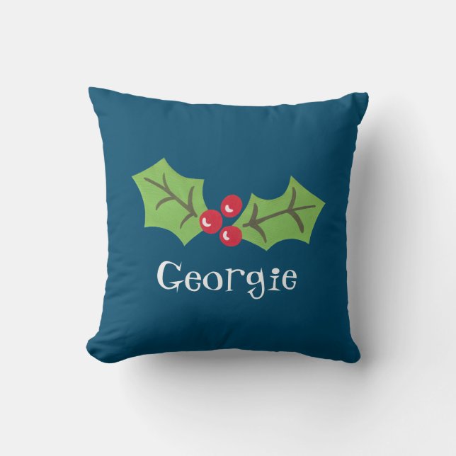 Almofada Natal Personalizado Holly & Berries (Frente)