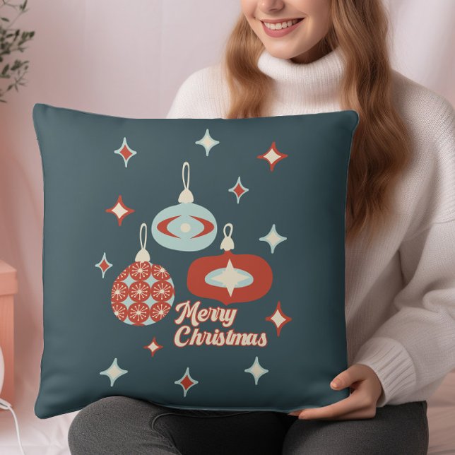 Almofada Natal retrô moderno de meados do século idade atôm (Criador carregado)