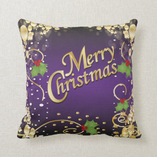 Almofada Natal roxo e Dourado elegante