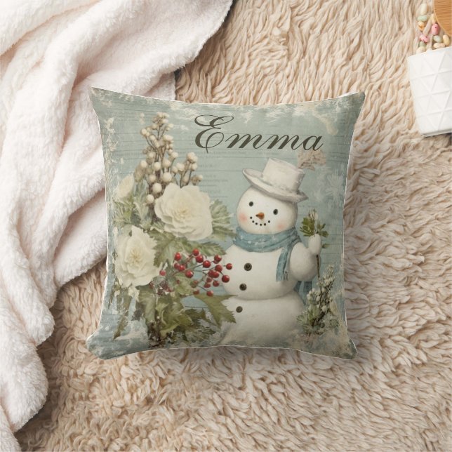Almofada Natal Russo Personalizado Vintage Snowman (Cobertor)