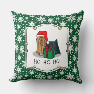 Almofada Natal Santa Hat Yorkshire Terrier Yorkie Cute