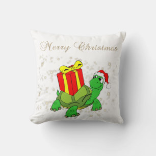Almofada Natal,Tartaruga,Chapéu de Papai Noel,Presente,Bril