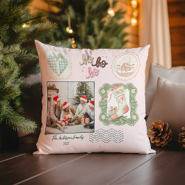 Almofada Natal Verde Rosa Retro