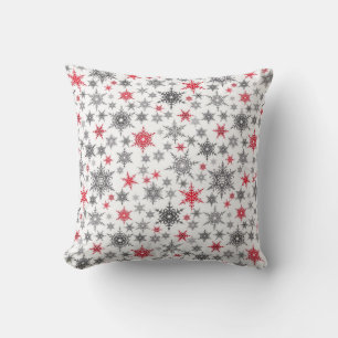 Almofada Natal, vermelho, branco, flocos de neve, inverno, 