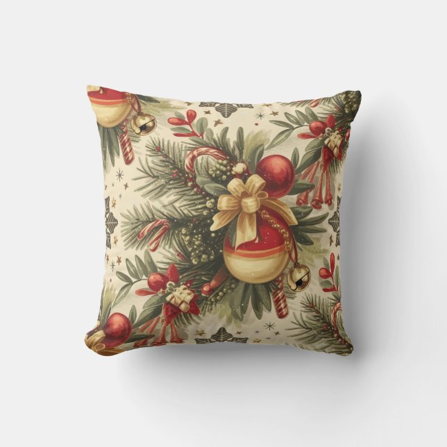 Almofada Natal Vintage Cheer Pattern (Frente)