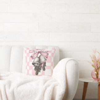 Almofada Natal Vintage Retro Charme Plaid Rosa
