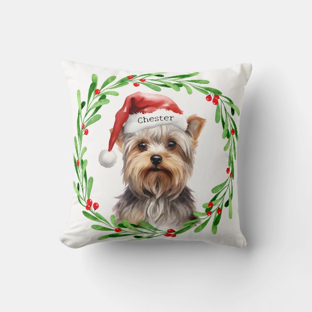 Almofada Natal Yorkie Yorkshire Terrier Holidays (Frente)