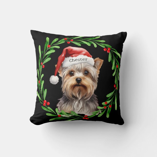 Almofada Natal Yorkie Yorkshire Terrier Holidays (Frente)