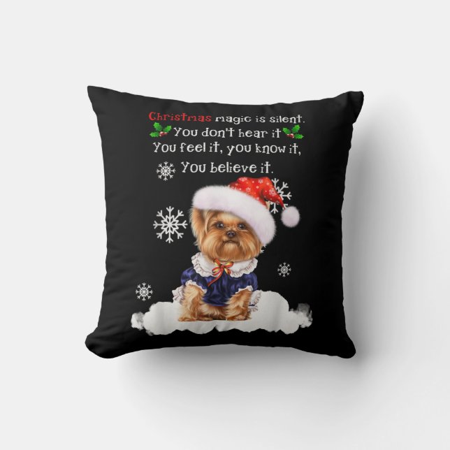 Almofada Natal Yorkshire Terrier Funny Yorkie (Frente)