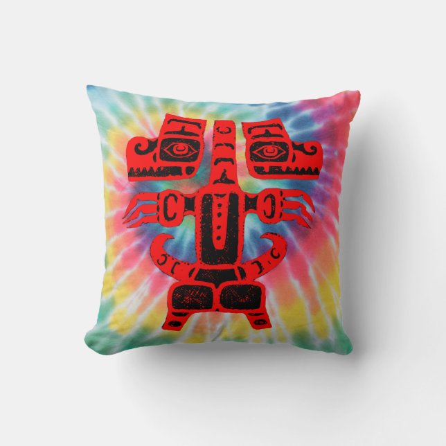 Almofada Native American Haida Double Rainbow Bear Tribal (Frente)