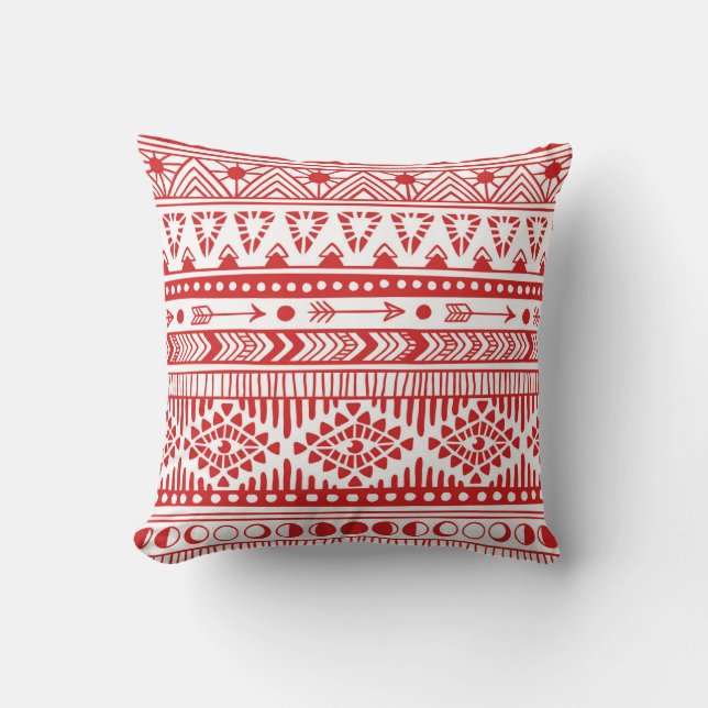 Almofada Nativo Americano: Red Ink Doodle. (Frente)
