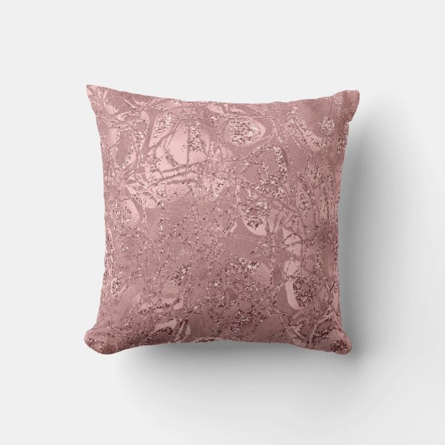 Almofada Natureza Abstrato Rosa Blush Dourada Glitter Mauve (Frente)