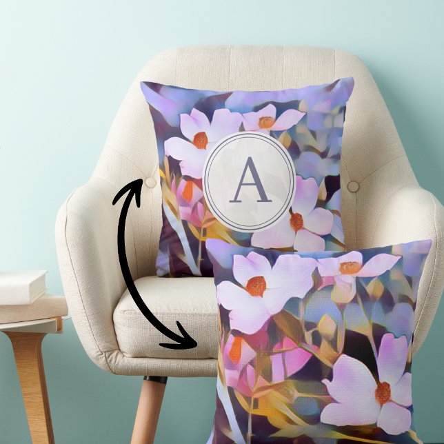 Almofada Natureza Fotografia Roxo e Azul Floral (Criador carregado)