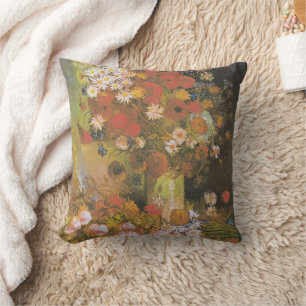 Almofada Natureza-morta floral de Van Gogh Papoulas vermelh