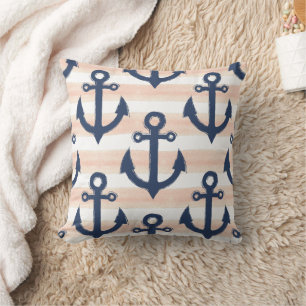 Almofada Náutica Blue Anchors Beach House Lakeside Boho