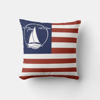 Almofada Náutica branca-vela/faixa de bandeira americana